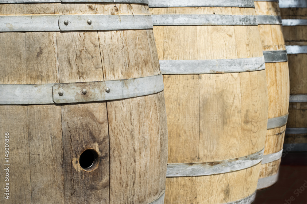 Fototapeta premium Background with wine barrels