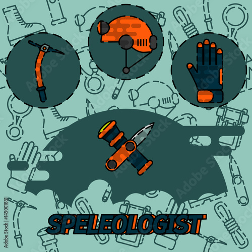 Speleologist flat concept icon