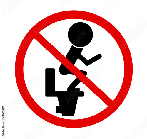 pooping man. No permit toilet signs