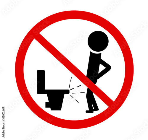 Do not pee outside of the toilet, prohibition sign, vector illustration.