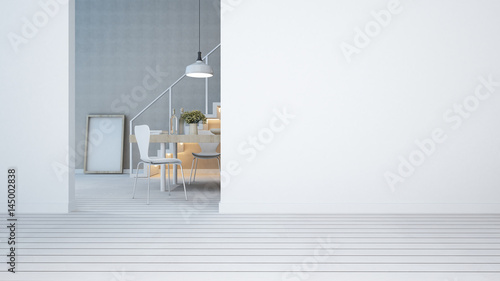 dining area white tone in condominium or apartment - 3D Rendering