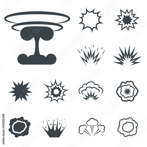 Bomb icons, bang and exploding symbols. Vector illustration