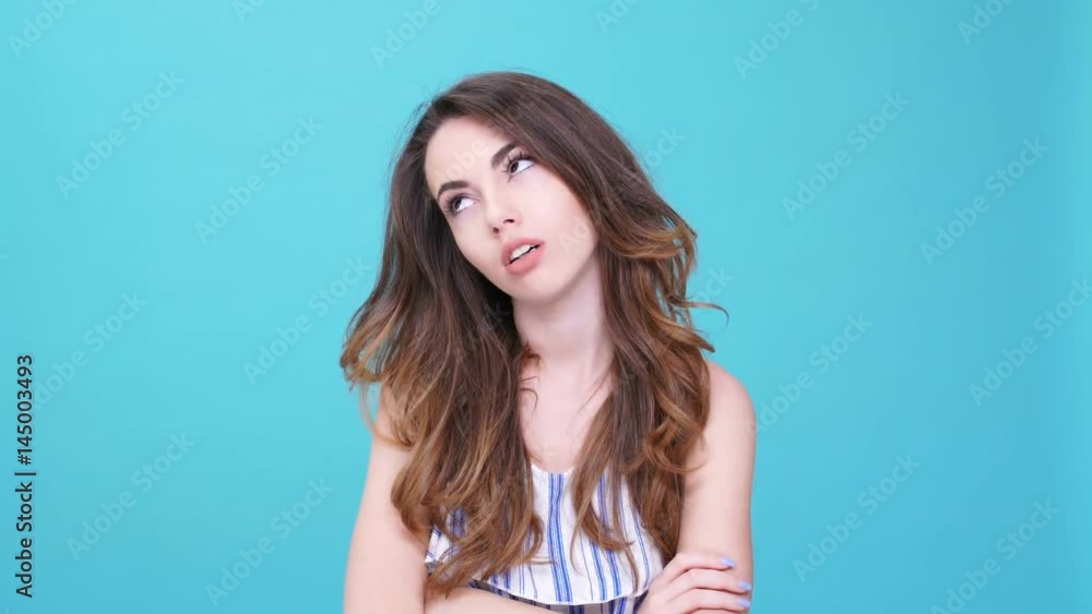 Nervous young woman waiting isolated Nervous young woman waiting isolated