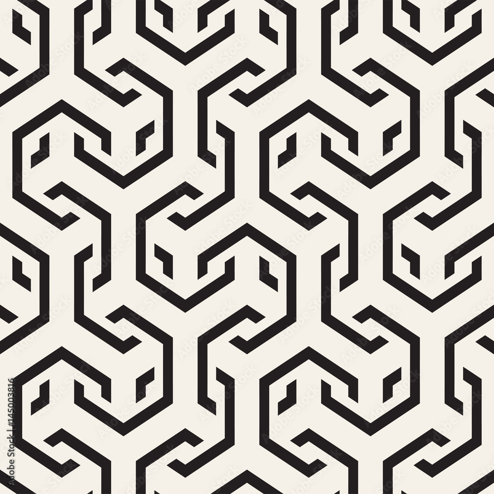 Vector Seamless Interlacing Lines Pattern. Repeating Geometric Background With Hexagonal Lattice. Vector Seamless Interlacing Lines Pattern. Repeating Geometric Background With Hexagonal Lattice.