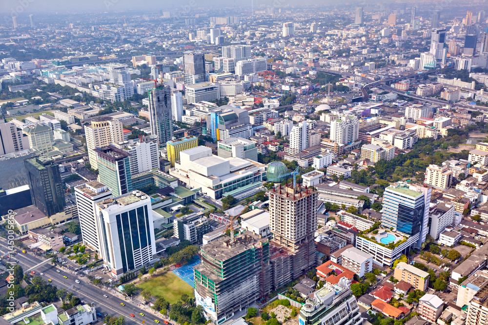 Naklejka premium Bangkok Cityscape, Business district with high building