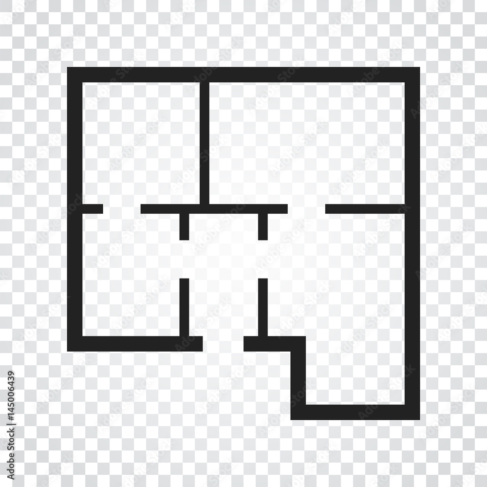 Obraz premium House plan simple flat icon. Vector illustration on isolated background.