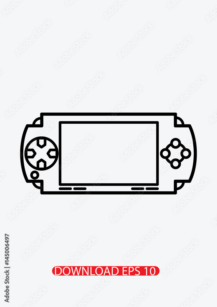 Fototapeta premium Portable video game console icon, Vector