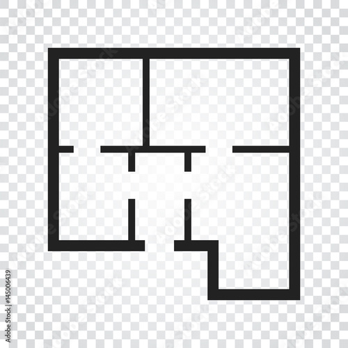 House plan simple flat icon. Vector illustration on isolated background.