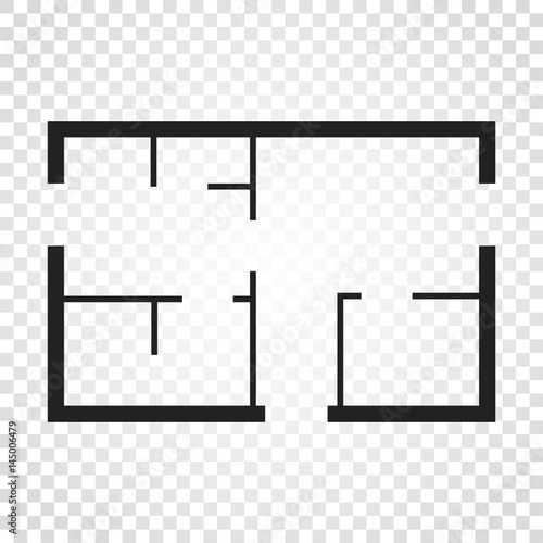 House plan simple flat icon. Vector illustration on isolated background.