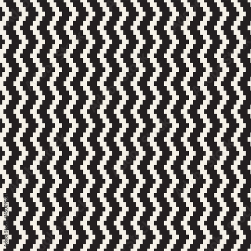 Halftone Edgy Lines Mosaic Endless Stylish Texture. Vector Seamless Black and White Pattern