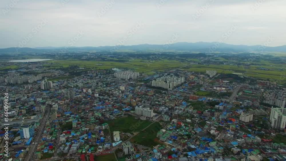 South Korea Aerial View of Seosan City, Beautiful Lake & Park, Traditional Korean House, Asian Culture South Korea Aerial View of Seosan City, Beautiful Lake & Park, Traditional Korean House, Asian Culture