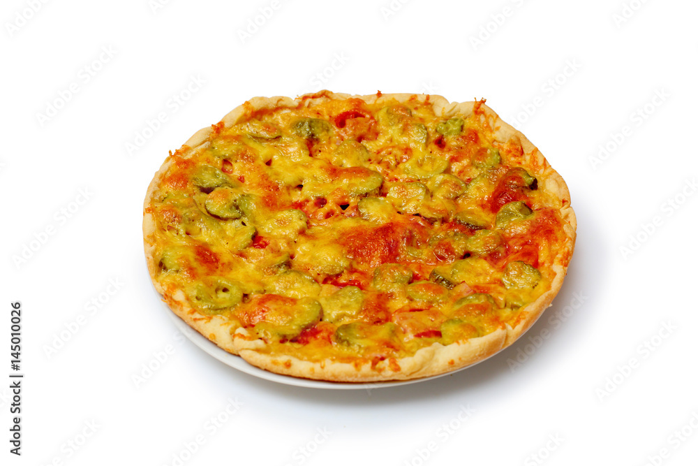 homemade pizza on white background homemade pizza on white background