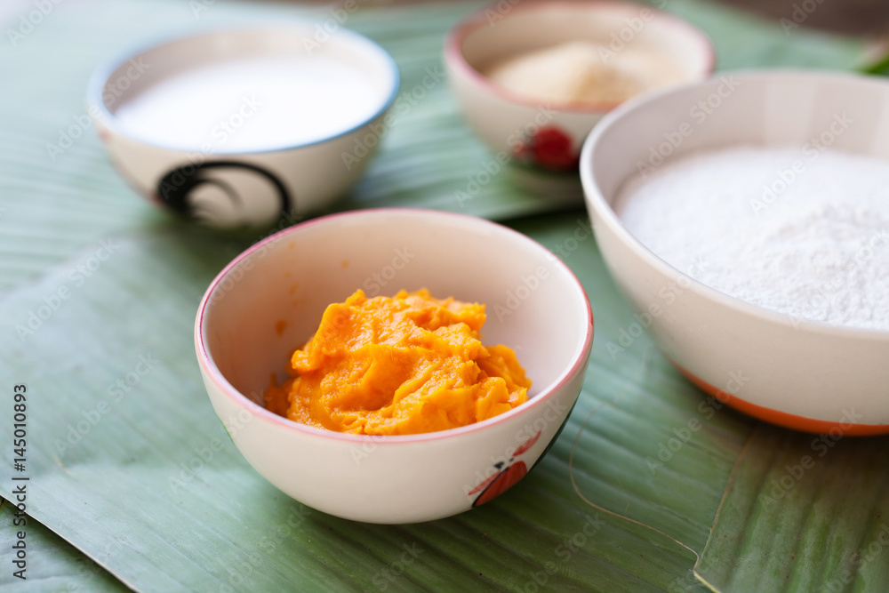 Toddy palm meat and ingredient, Prepare for making Thai dessert Toddy palm meat and ingredient, Prepare for making Thai dessert