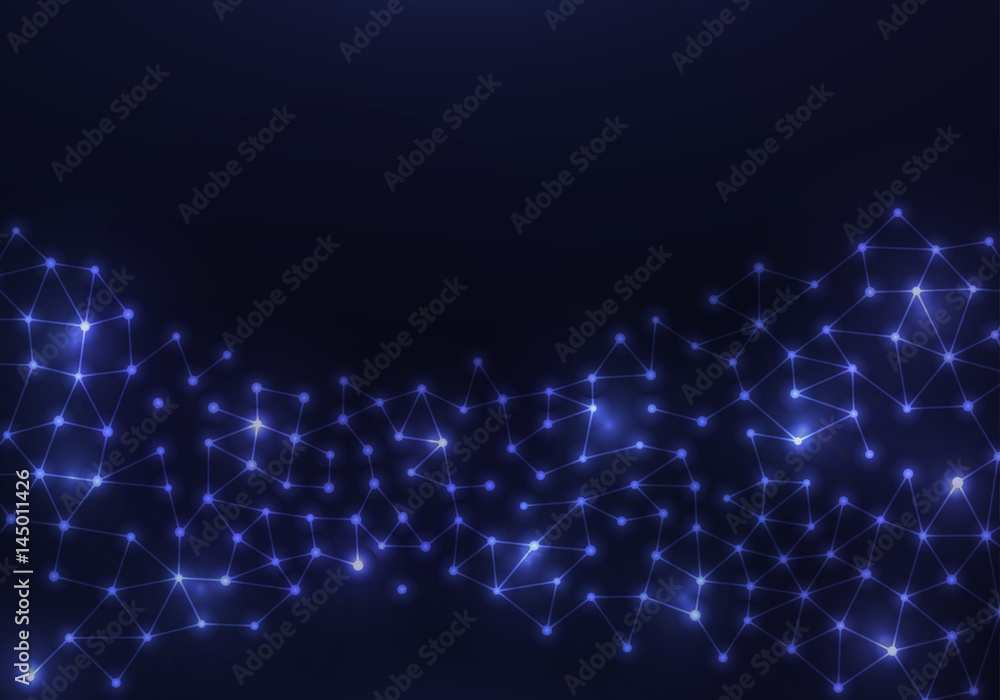 Fototapeta premium Neural net. Neuron network background. Dots connected with lines. Technology concept. Vector illustration.