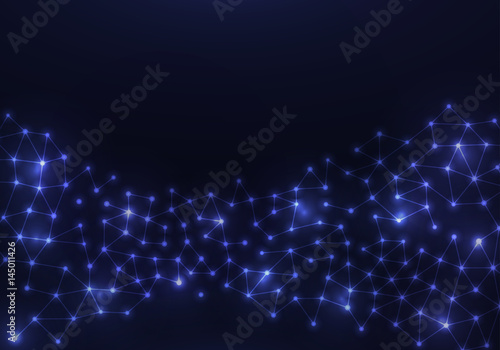 Neural net. Neuron network background. Dots connected with lines. Technology concept. Vector illustration.