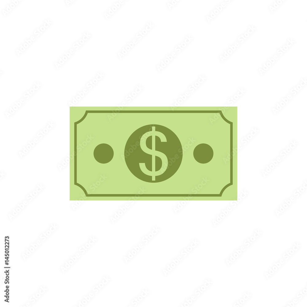 Dollar currency banknote green. Dollars bill, money banknote. Flat vector illustration of money. Dollar currency banknote green. Dollars bill, money banknote. Flat vector illustration of money.