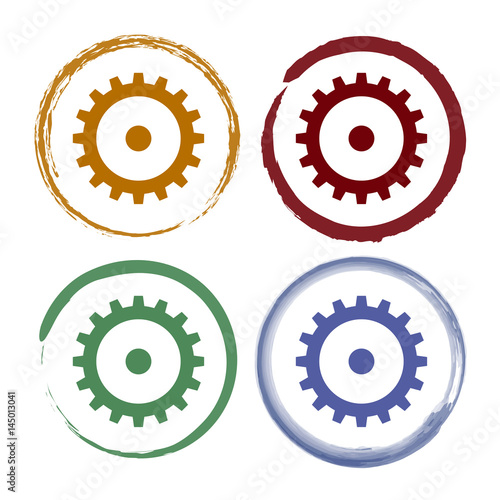 Pinselstrich Icon Set - Zahnrad Einstellungen