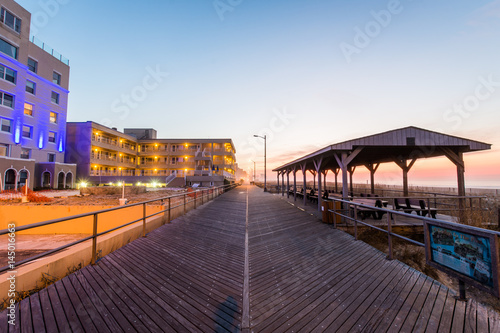 Path leading to ventnor city beach in atlantic city  new jersey at sunrise