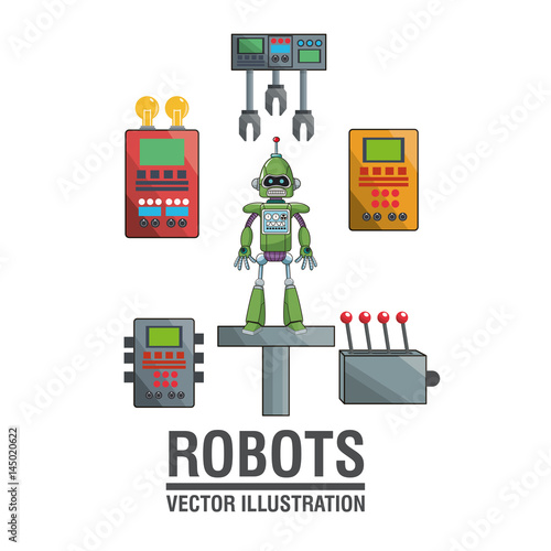 robots industry engineering technology poster vector illustration eps 10 photo