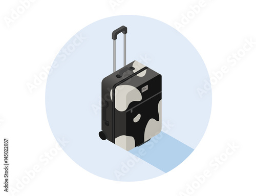 Vector isometric illustration of black and white suitcase