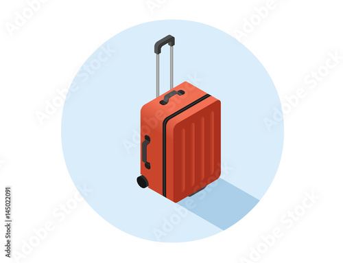 Vector isometric illustration of red suitcase