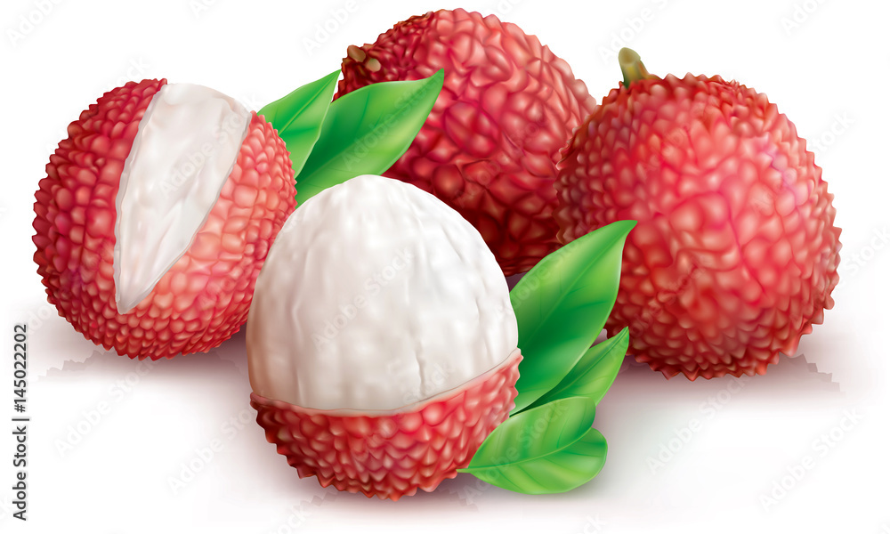 Lychees and peeled lychee Lychees and peeled lychee