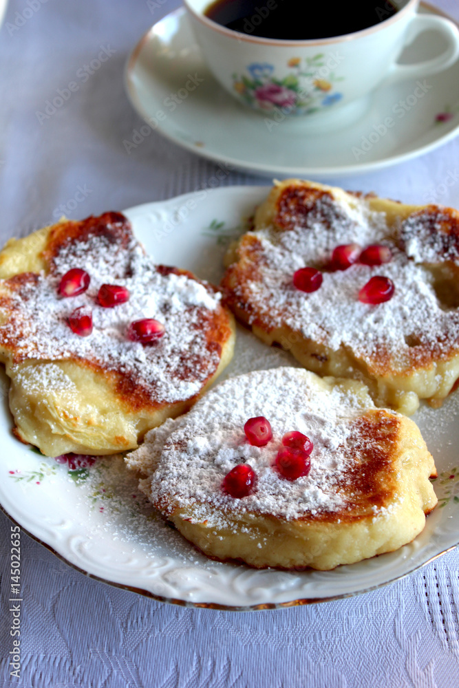 drop scones with pomegranate and icing sugar drop scones with pomegranate and icing sugar