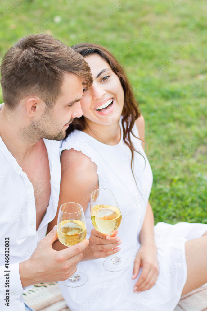 Happy couple drink wine. Summer holiday idyllic. Happy couple drink wine. Summer holiday idyllic.