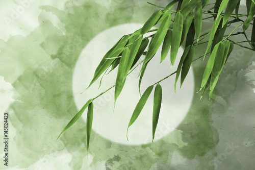 Abstract oriental backgrounds with green bamboo grass for your design