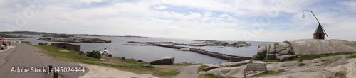 Beautiful panorama landscape with historic lighthouse in Verdens End in Norway
