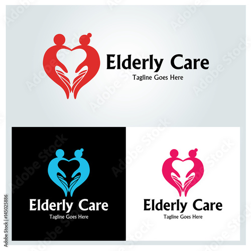 Elderly care logo design template. Vector illustration