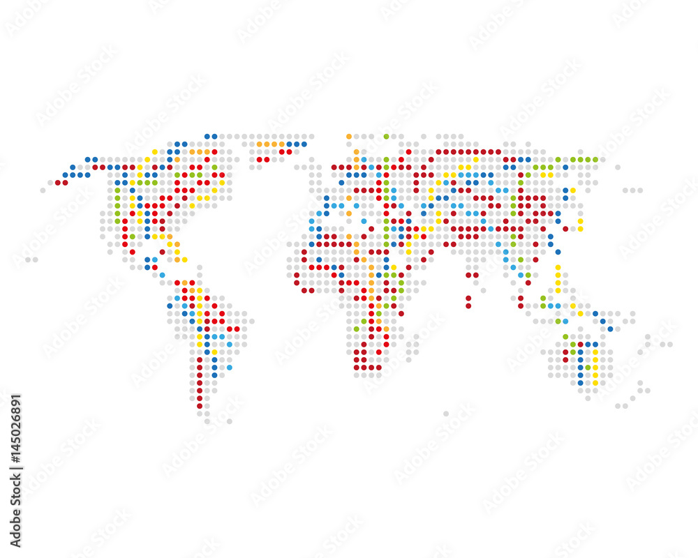 Fototapeta premium Dotted world map infrastruscure and communication lines