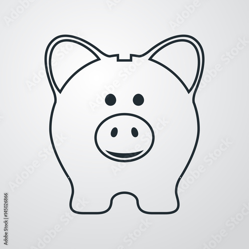Icono plano hucha cerdito frontal en fondo degradado