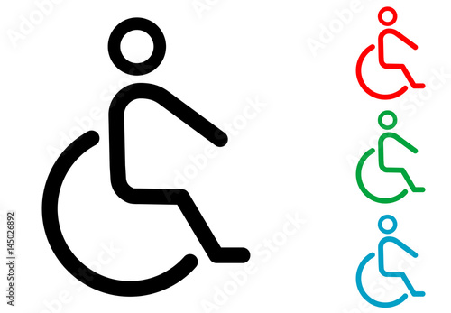 Icono plano silla de ruedas en varios colores