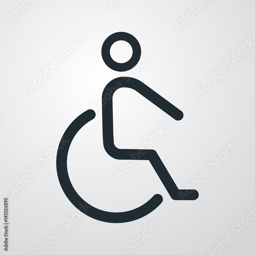 Icono plano silla de ruedas en fondo degradado