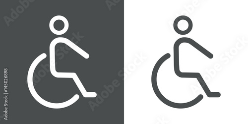 Icono plano silla de ruedas gris y blanco