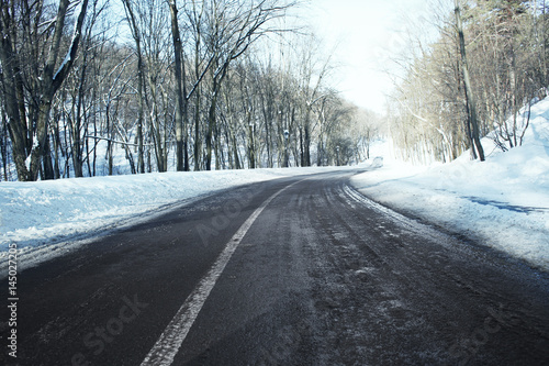 Winter road outside city