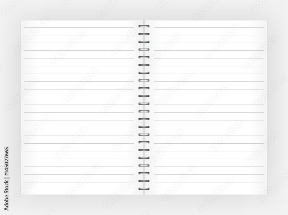 White notepad with lines for writing . Organizer on a gray background . Eps 10 vector illustration White notepad with lines for writing . Organizer on a gray background . Eps 10 vector illustration