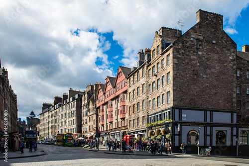 Busy Street Royal Mile in Edinburgh, Scotland, UK photo
