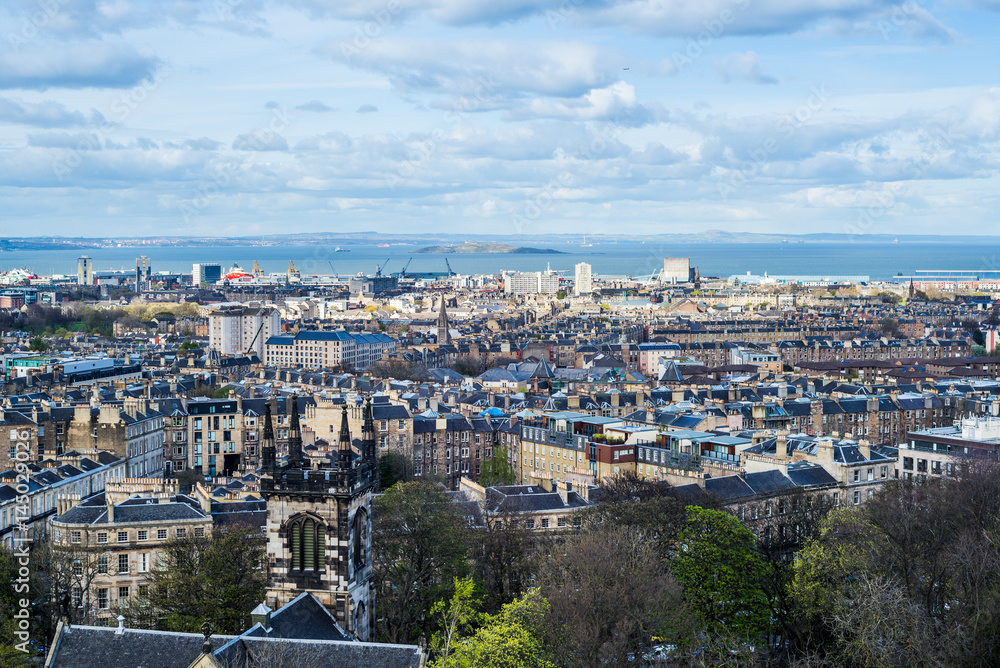 City view on the Houses from the Hill in Edinburgh, Scotland