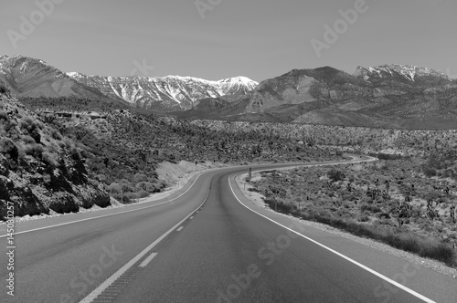 Driving into the Spring Mountains, near Las Vegas Nevada