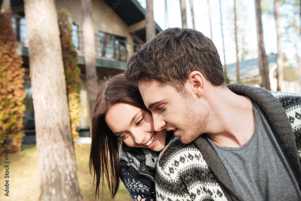 hugging near house hugging near house