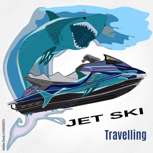 Vector illustration of water scooter in flat style