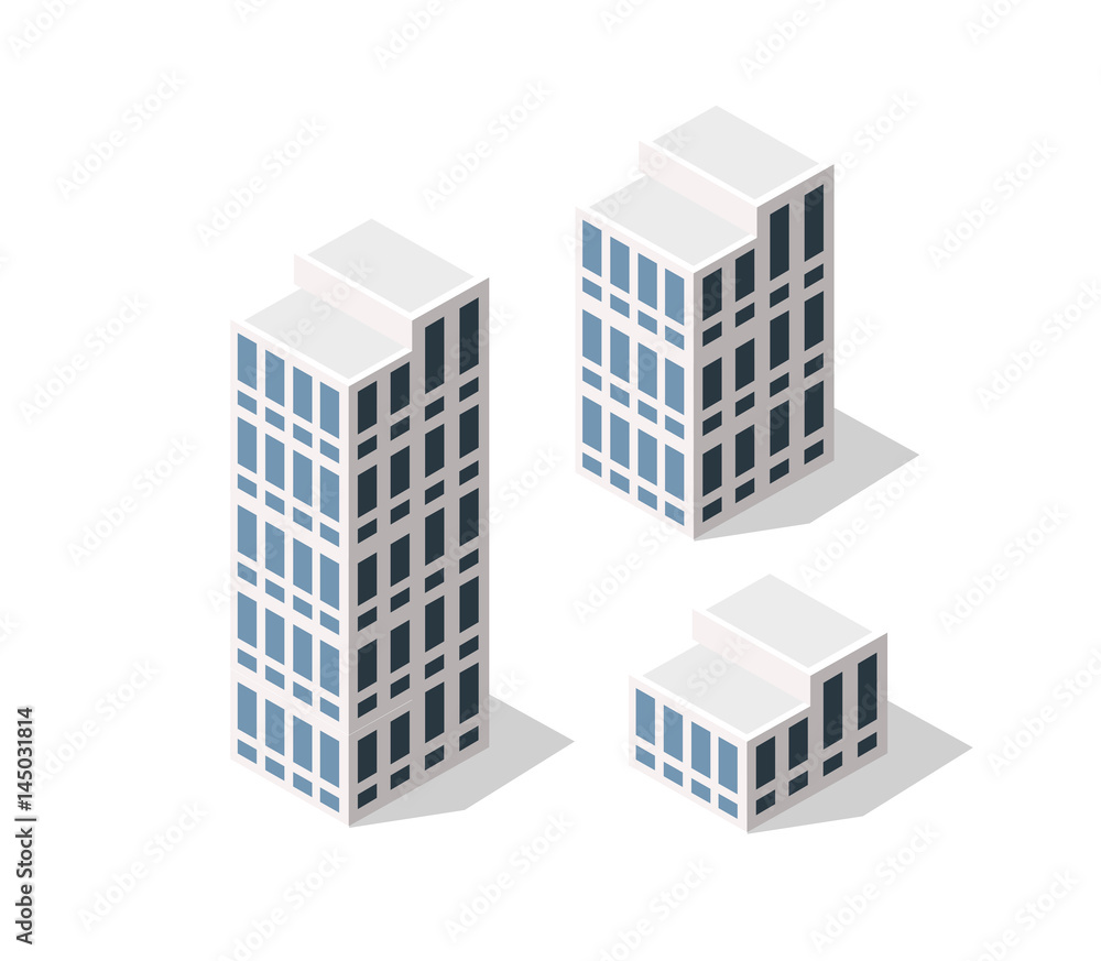 3D isometric dimensional city building house is a dwelling for tenants 3D isometric dimensional city building house is a dwelling for tenants