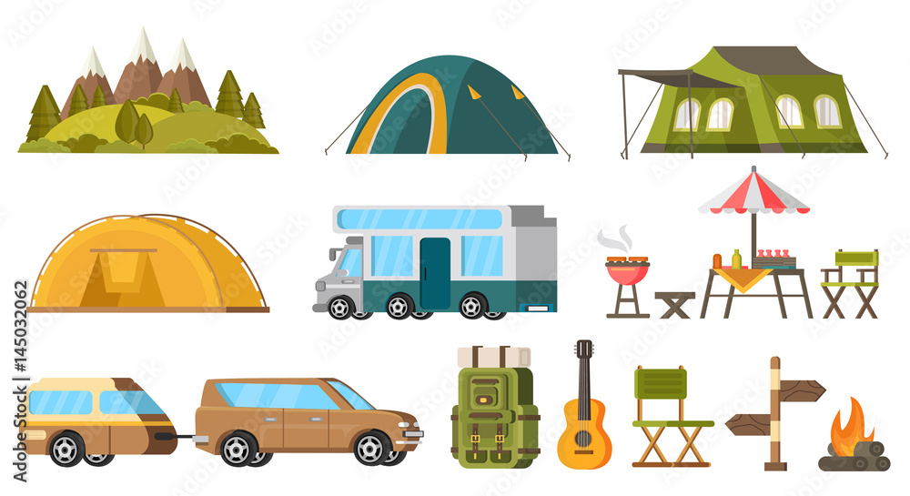 Traveling Camping Elements Set Traveling Camping Elements Set