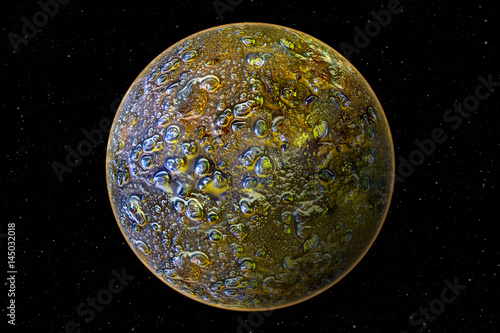 Fototapeta Naklejka Na Ścianę i Meble -  Golden blue glass texture planet, illustration