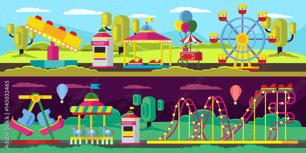 Obraz premium Amusement Park Horizontal Banners