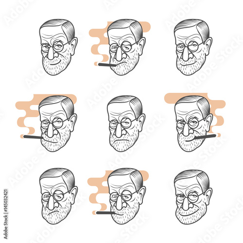 Cartoon caricature portrait of Sigmund Freud