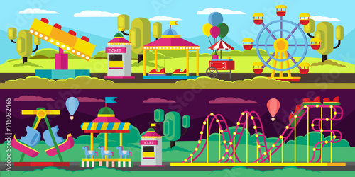 Fototapeta Naklejka Na Ścianę i Meble -  Amusement Park Horizontal Banners