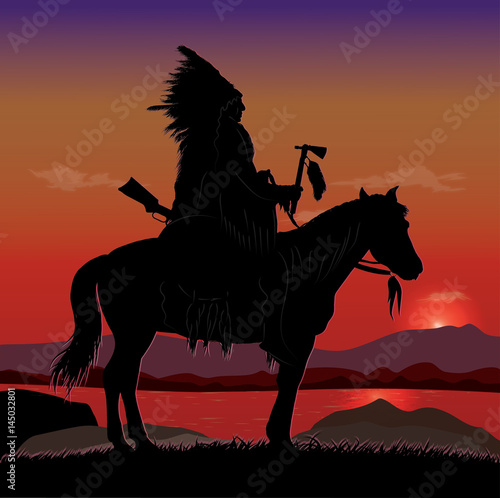 Indian horseman in the night